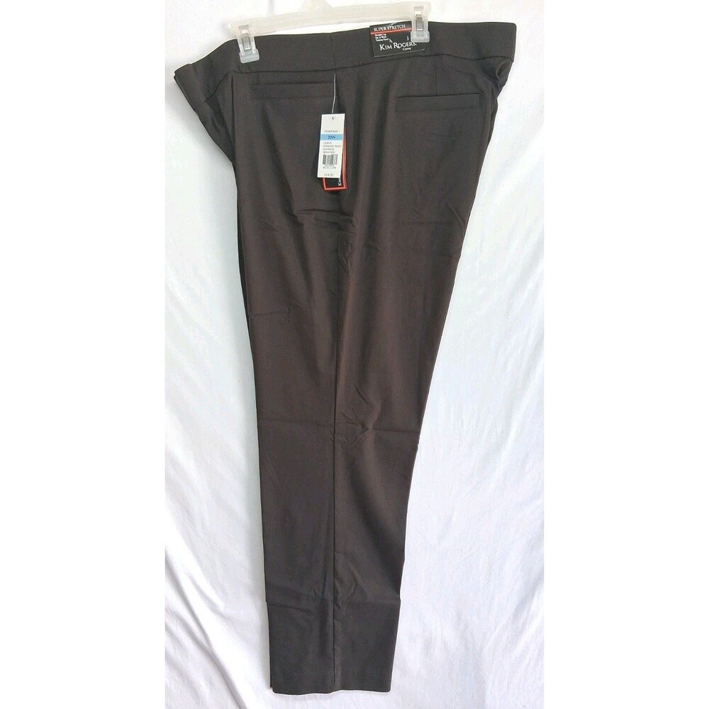 Kim Rogers Womens 20W Dress Pants Brown Straight Leg Stretch Curvy Fit Workwear